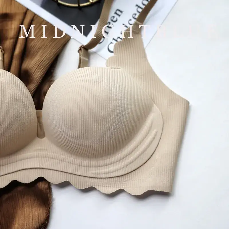 Women's Red Push Up Bra Wireless Anti Sagging — feature 24