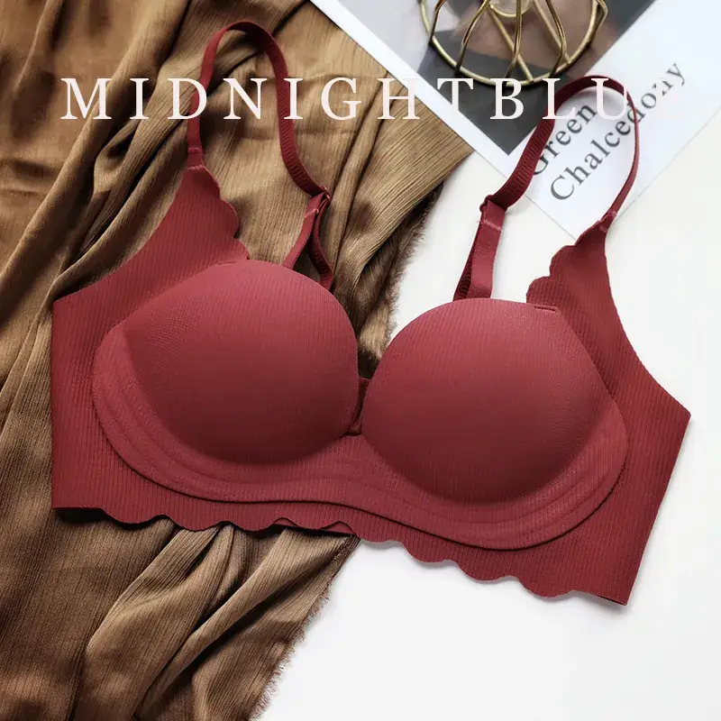 Women's Red Push Up Bra Wireless Anti Sagging — feature 6