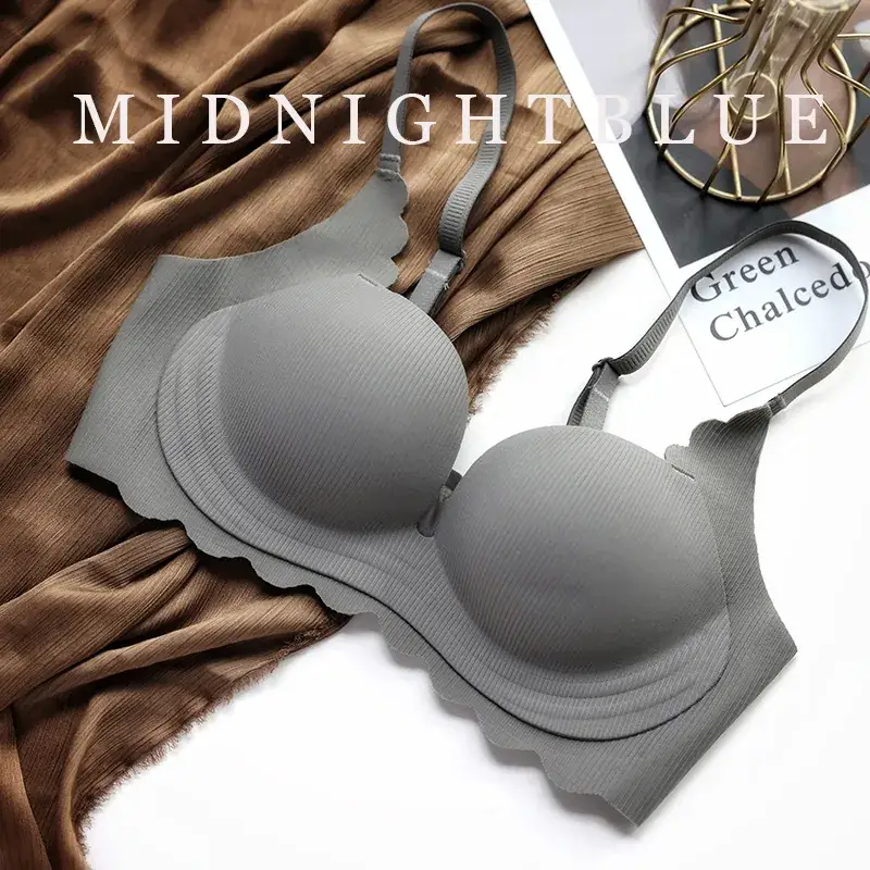 Women's Red Push Up Bra Wireless Anti Sagging
