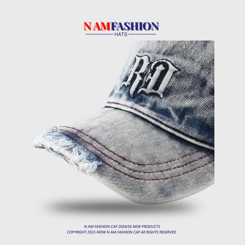 Men Distressed Denim Cap RJ Brim with Embroidered Logo — feature 12