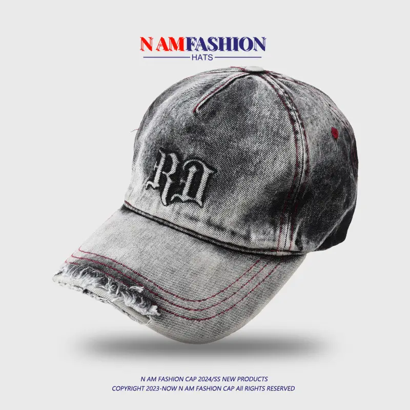 Men Distressed Denim Cap RJ Brim with Embroidered Logo — feature 3