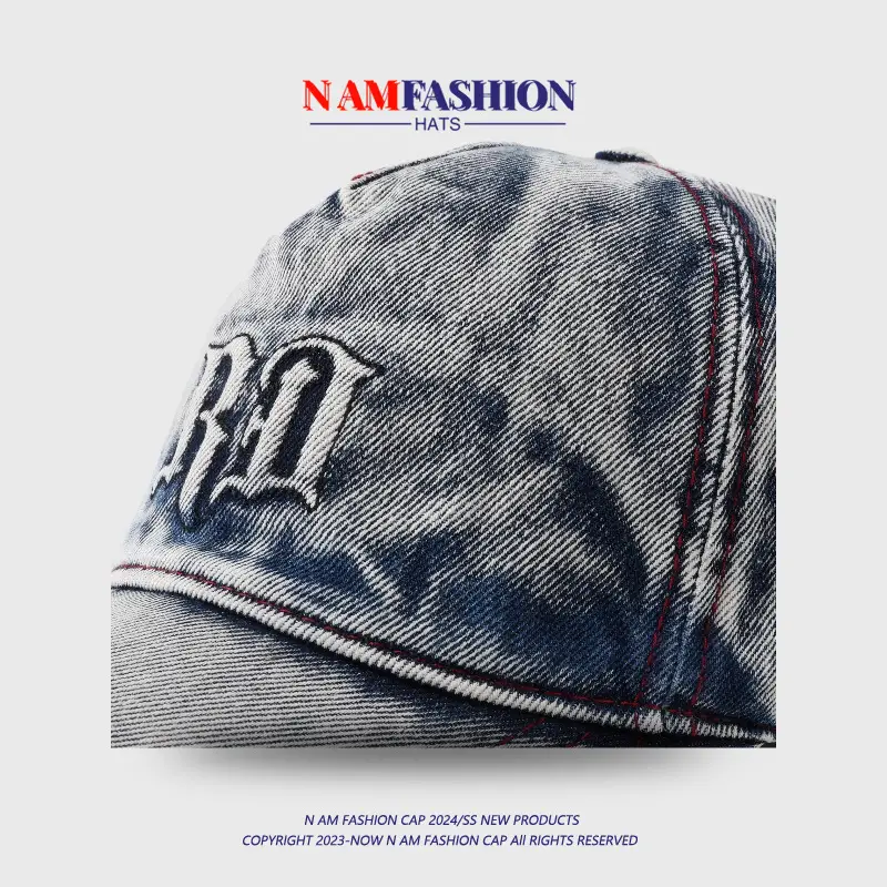 Men Distressed Denim Cap RJ Brim with Embroidered Logo — feature 4