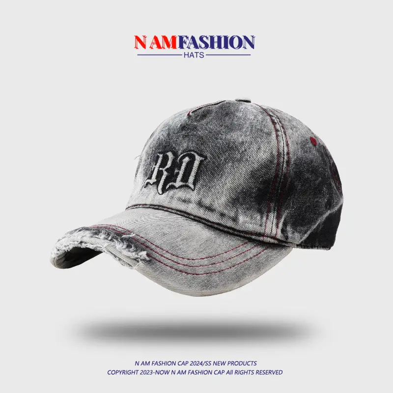 Men Distressed Denim Cap RJ Brim with Embroidered Logo — feature 5