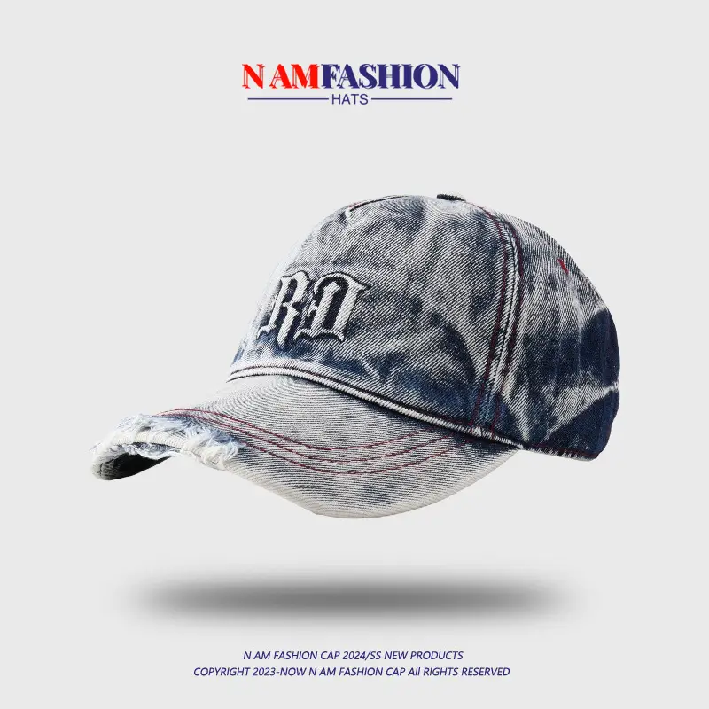 Men Distressed Denim Cap RJ Brim with Embroidered Logo — feature 7