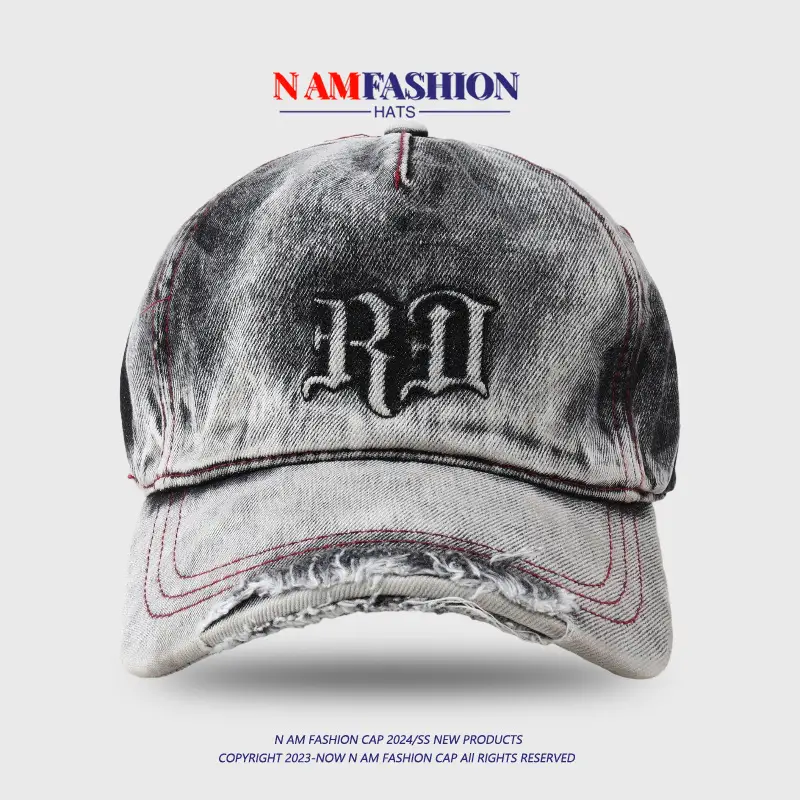 Men Distressed Denim Cap RJ Brim with Embroidered Logo — feature 8