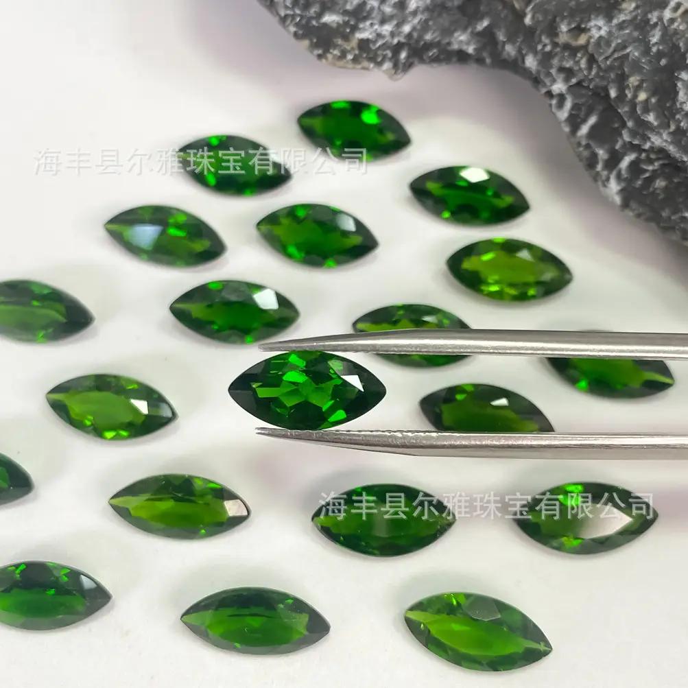 Green Natural Diopside Loose Stone Marquise Cut Earrings