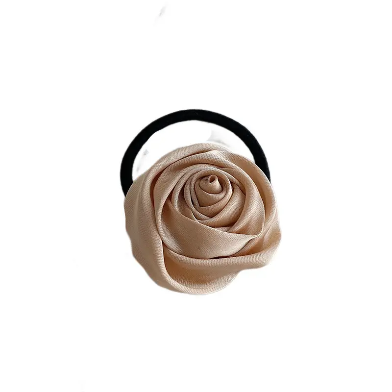 Pink Rose Hair Ring with Soft Rubber Band