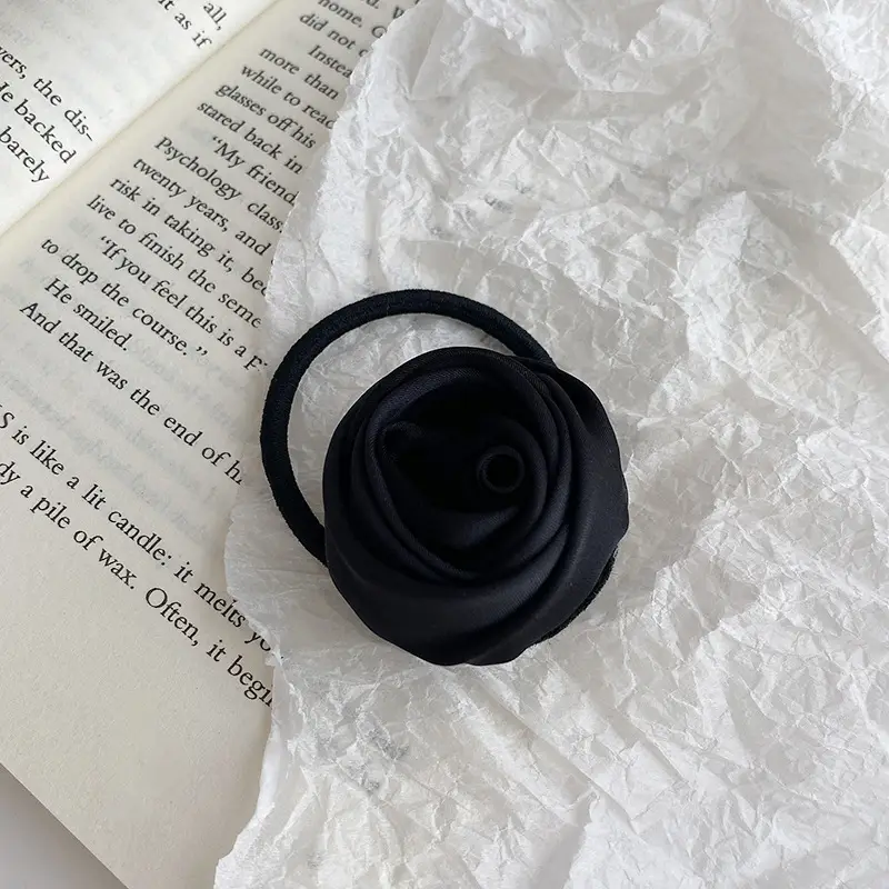 Pink Rose Hair Ring with Soft Rubber Band