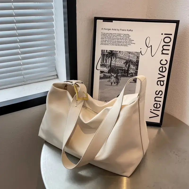 Women's Beige Soft Shoulder Bag 2024 New Fashion - Image 6