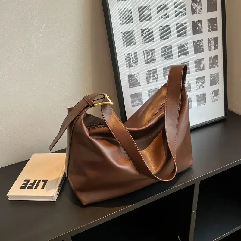 Women's Beige Soft Shoulder Bag 2024 New Fashion - Image 7