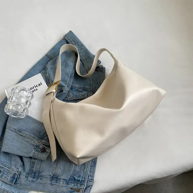 Women's Beige Soft Shoulder Bag 2024 New Fashion - Image 4