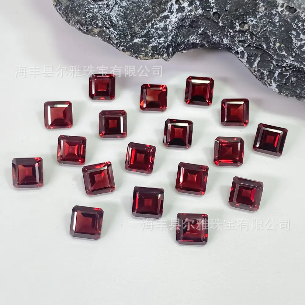 Natural Red Garnet Square Cut Asscher Stone DIY Ring Earring