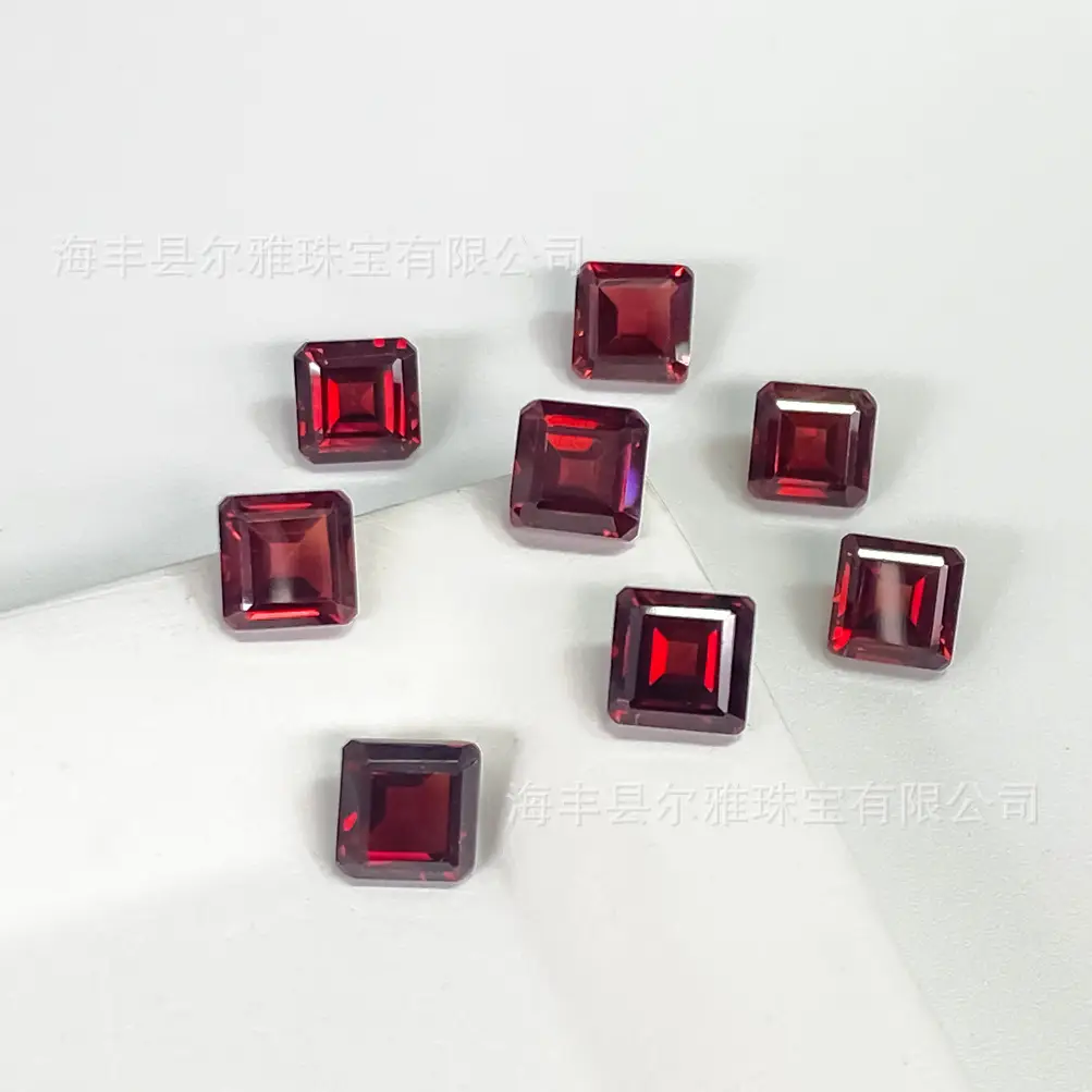 Natural Red Garnet Square Cut Asscher Stone DIY Ring Earring