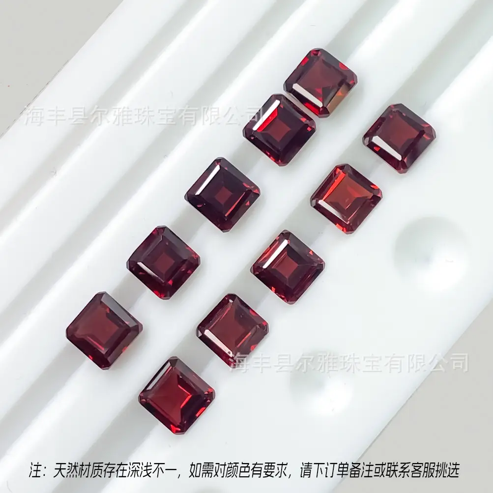 Natural Red Garnet Square Cut Asscher Stone DIY Ring Earring
