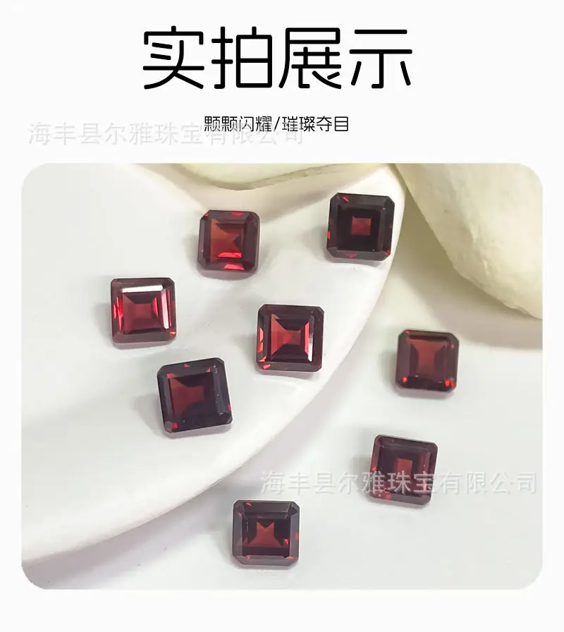 Natural Red Garnet Square Cut Asscher Stone DIY Ring Earring — feature 9