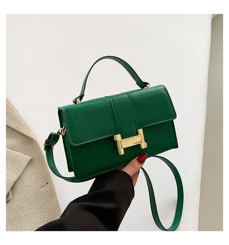 Green H-Link Shoulder Bag for Women 2024 Spring - Image 5