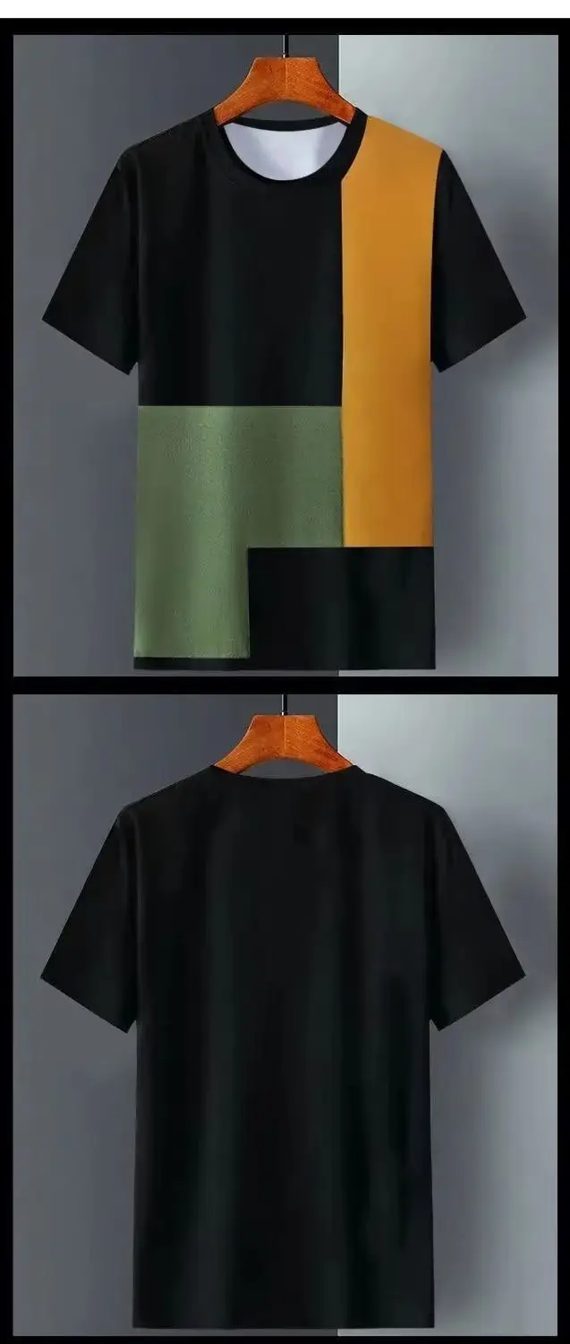 Men Ice Silk Short Sleeve T-Shirt White Green Orange — feature 10