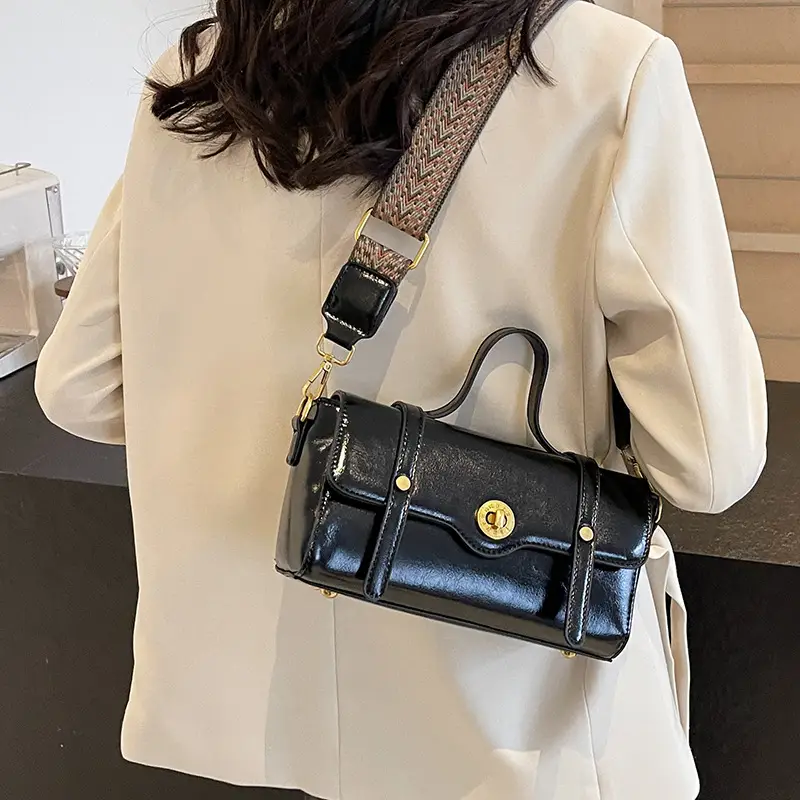 Women's White Crossbody Bag with Gold Clasp