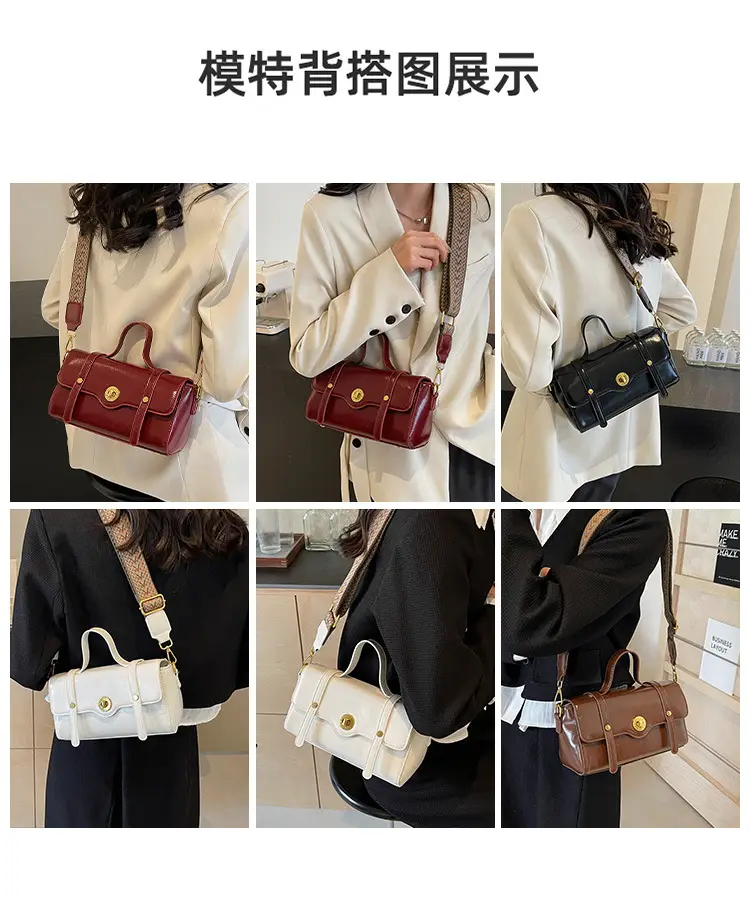 Women's White Crossbody Bag with Gold Clasp — feature 12