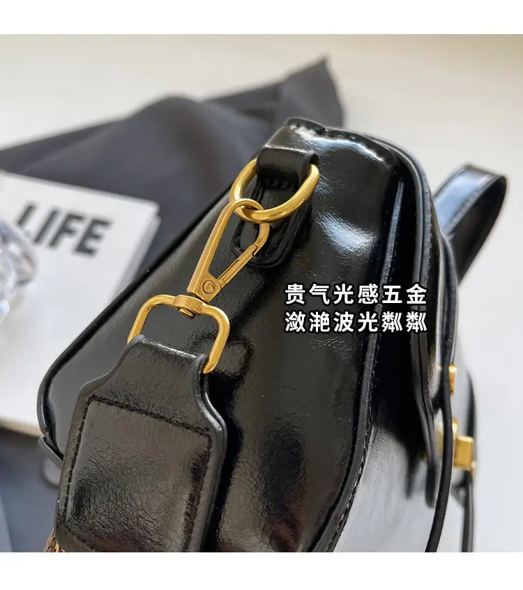 Women's White Crossbody Bag with Gold Clasp — feature 14