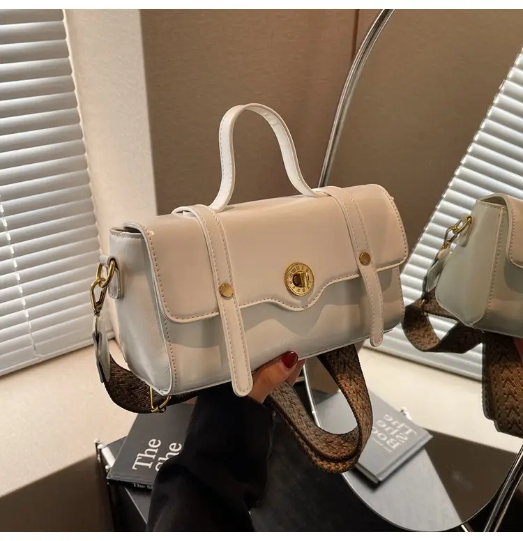 Women's White Crossbody Bag with Gold Clasp — feature 22
