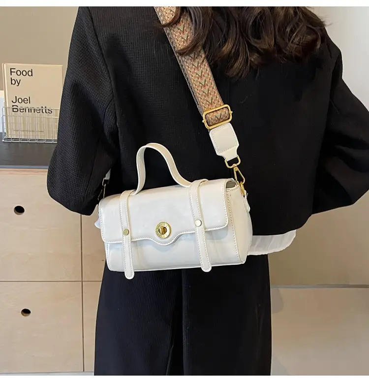 Women's White Crossbody Bag with Gold Clasp — feature 26