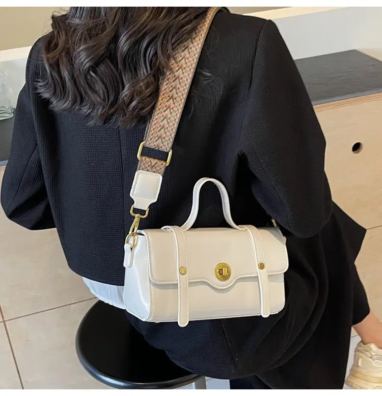 Women's White Crossbody Bag with Gold Clasp — feature 27