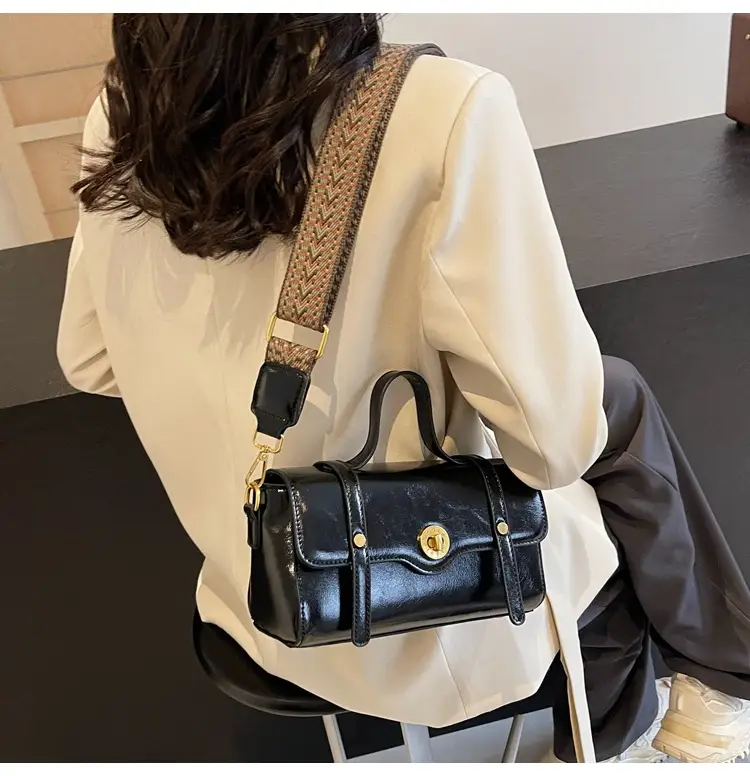 Women's White Crossbody Bag with Gold Clasp — feature 31