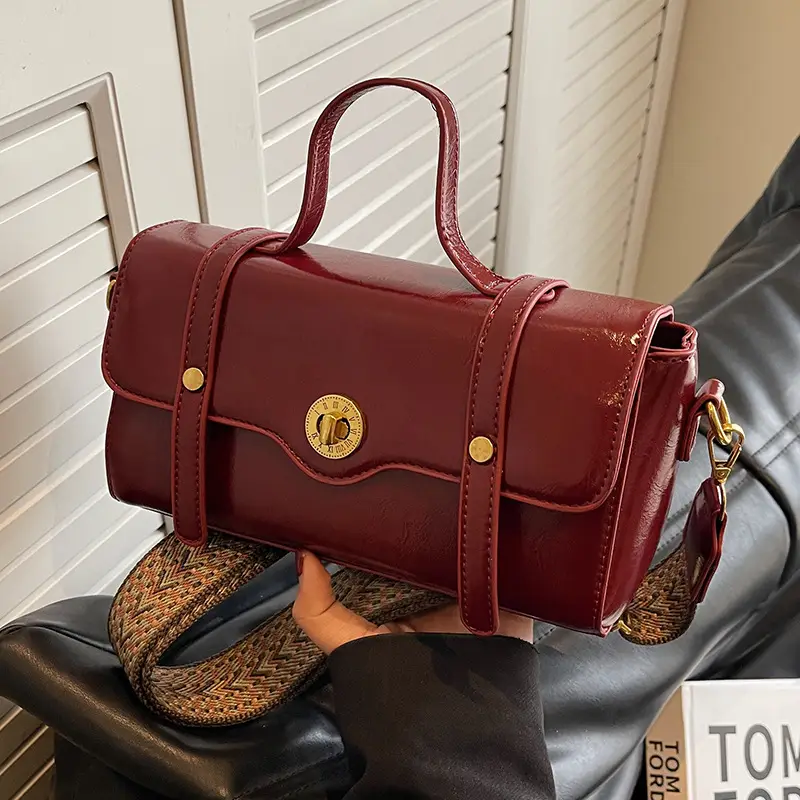 Women's White Crossbody Bag with Gold Clasp
