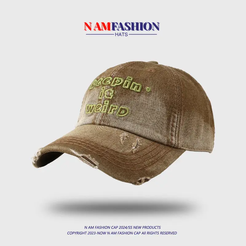 Blue Wide Brim Cap with "RAPIN IT" Embroidery — feature 14