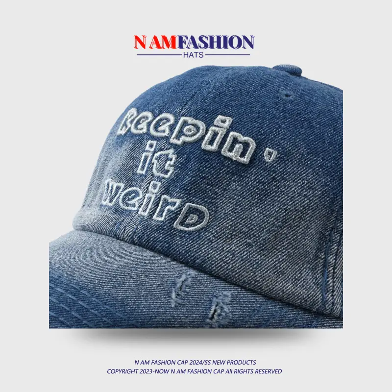 Blue Wide Brim Cap with "RAPIN IT" Embroidery — feature 15
