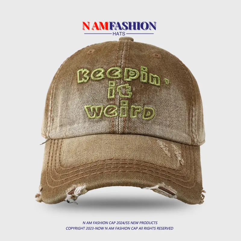 Blue Wide Brim Cap with "RAPIN IT" Embroidery — feature 3