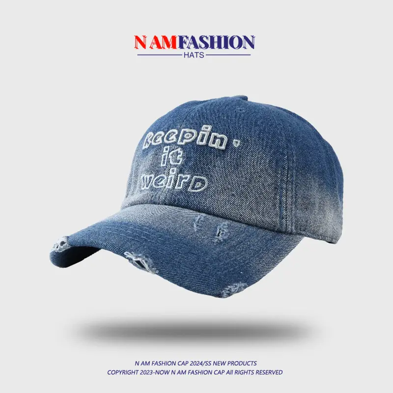 Blue Wide Brim Cap with "RAPIN IT" Embroidery - Image 2