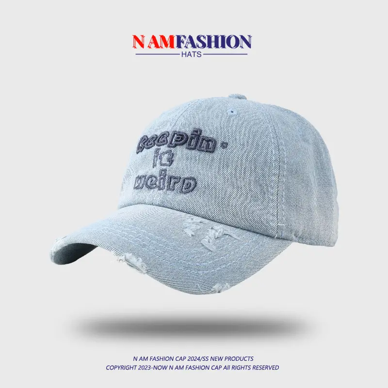 Blue Wide Brim Cap with "RAPIN IT" Embroidery - Image 5
