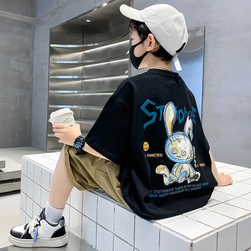 Boys Cotton Printed T-Shirt Medium Big Summer 2024 - Image 4