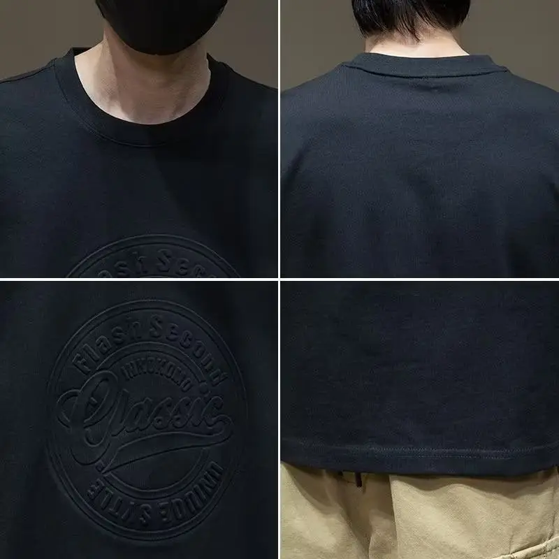 Men Black Graphic T-Shirt Short Sleeve Loose Fit — feature 2