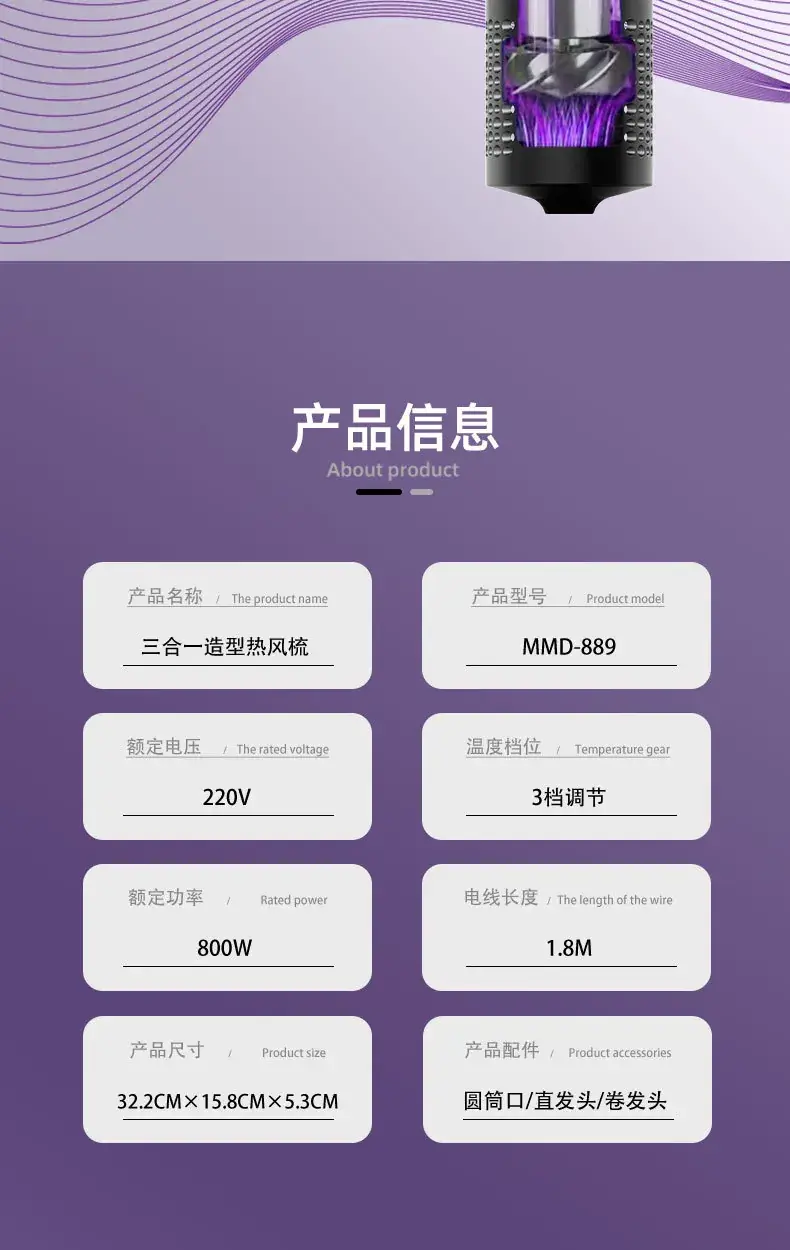 Factory Wholesale Leaf-Free Hair Dryer with Purple Design — feature 10