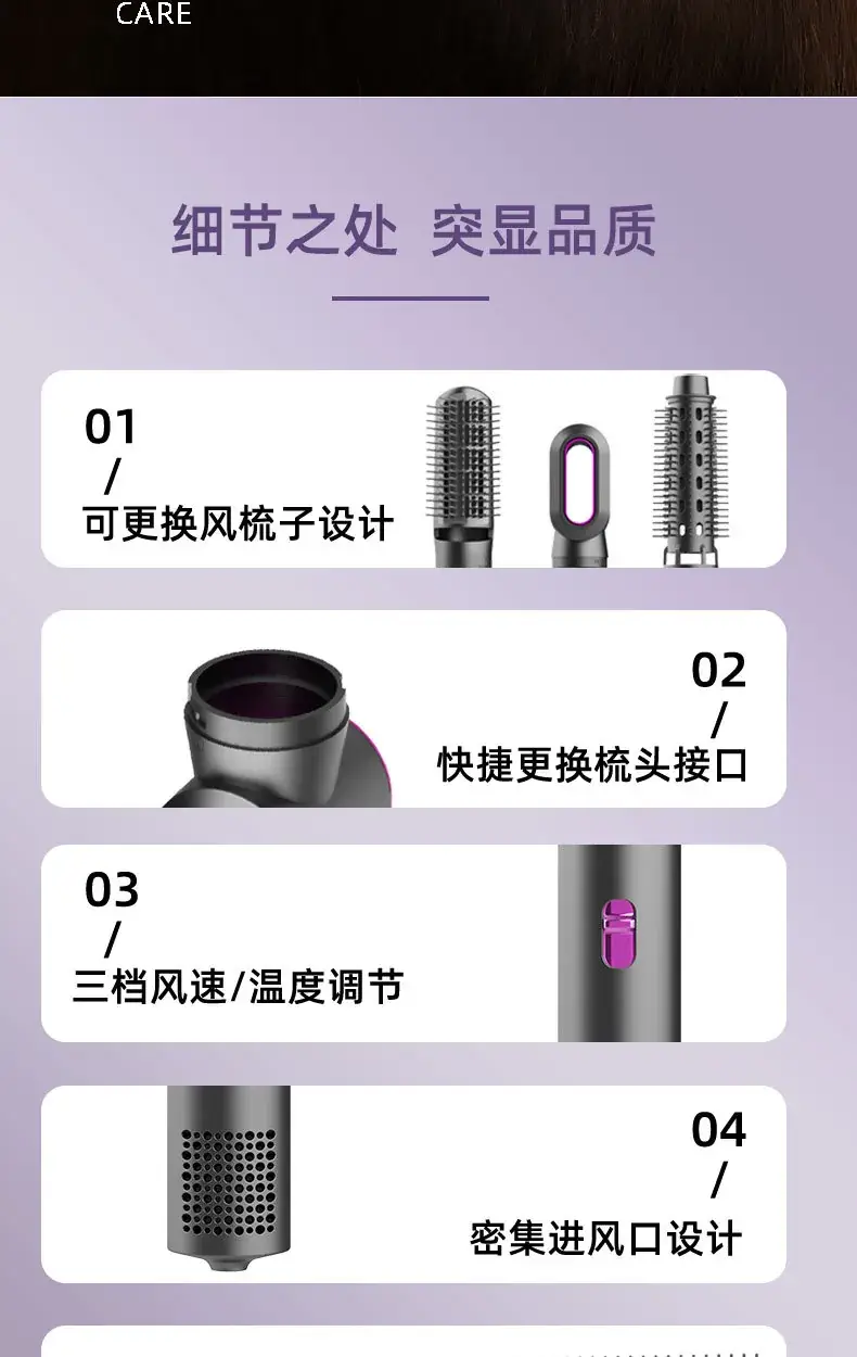 Factory Wholesale Leaf-Free Hair Dryer with Purple Design — feature 7