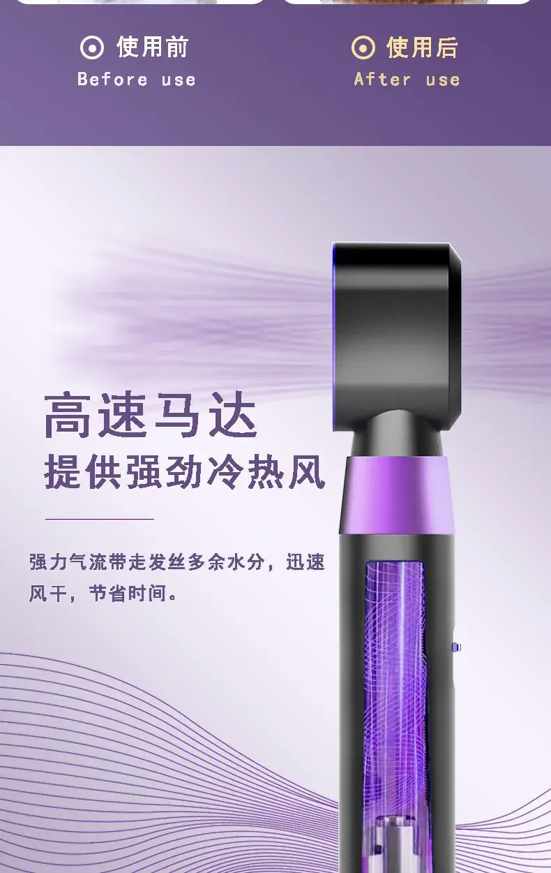 Factory Wholesale Leaf-Free Hair Dryer with Purple Design — feature 9