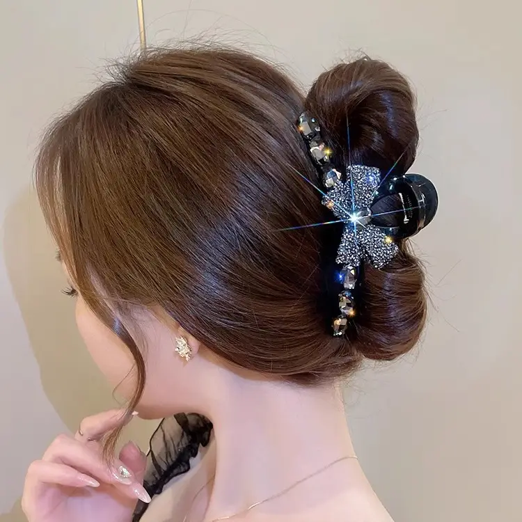 Full Diamond Bow Hair Clip for Women - Image 3