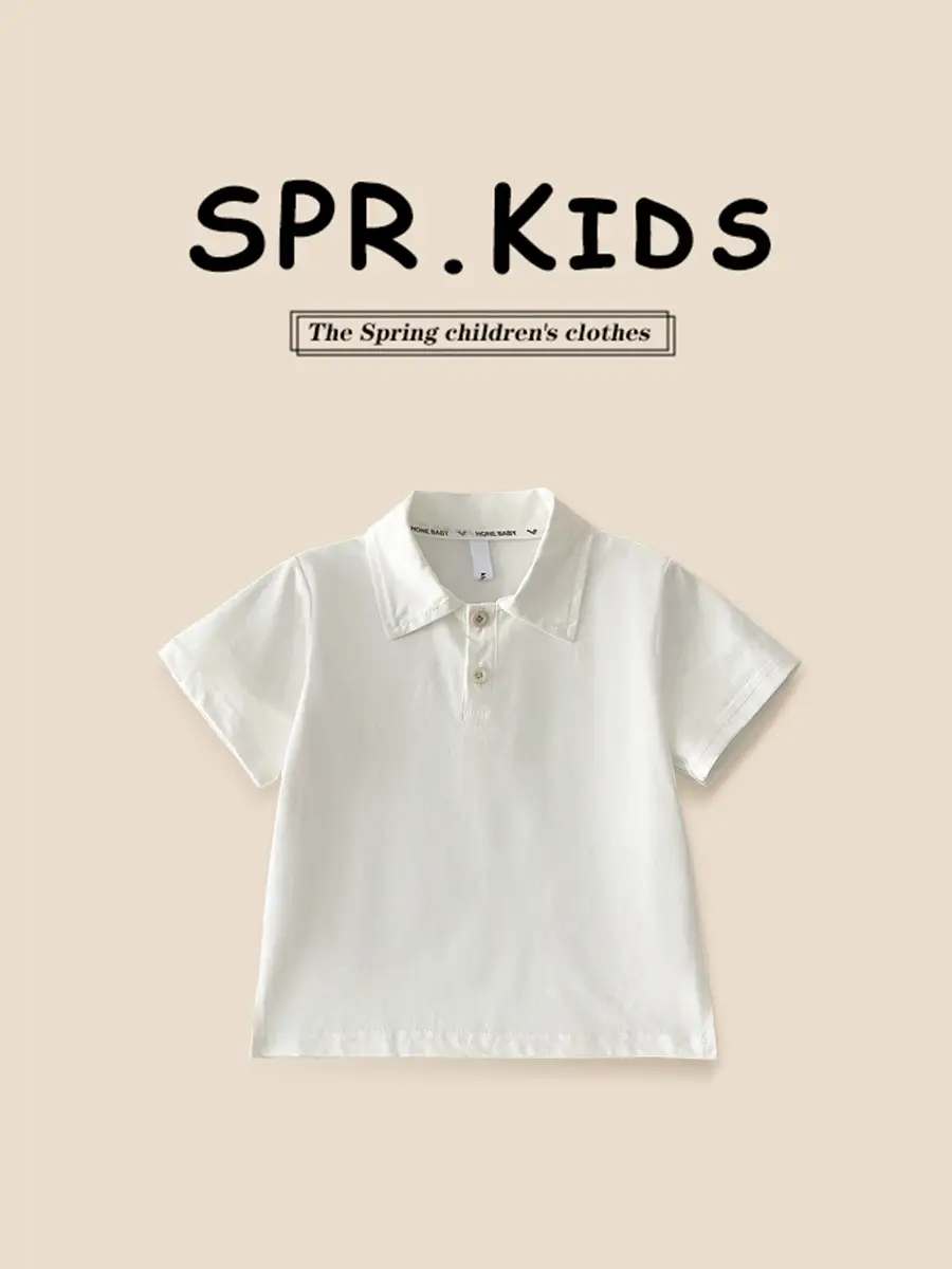 Boys Solid Color Collared T-Shirt 2026 Summer - Image 5