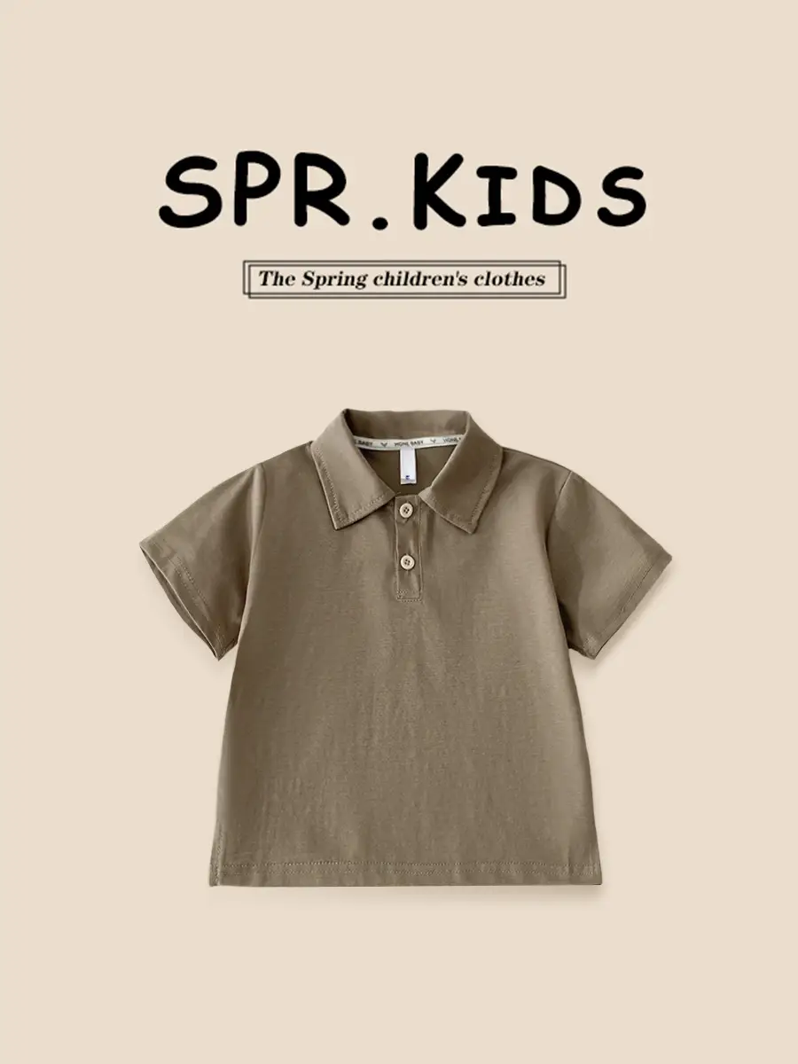 Boys Solid Color Collared T-Shirt 2026 Summer - Image 6