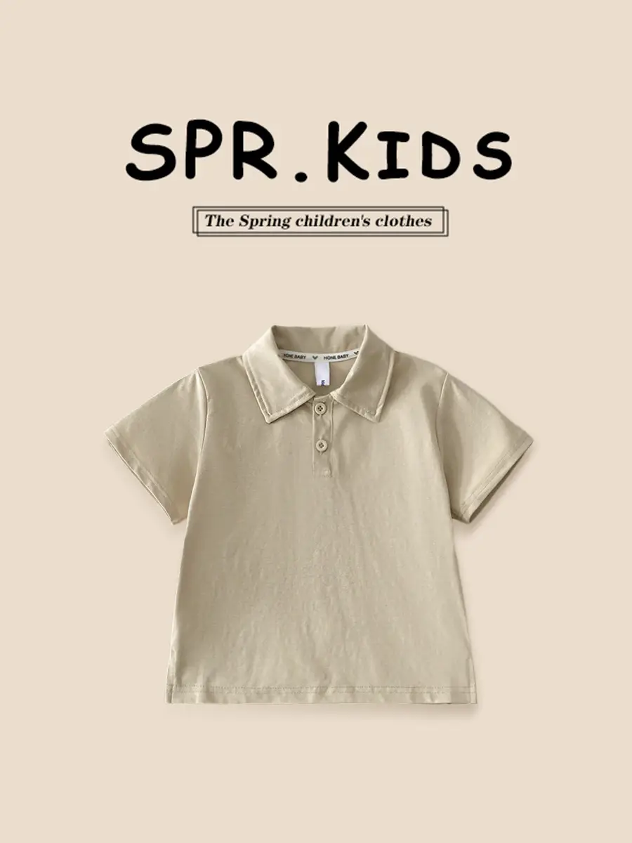 Boys Solid Color Collared T-Shirt 2026 Summer - Image 7