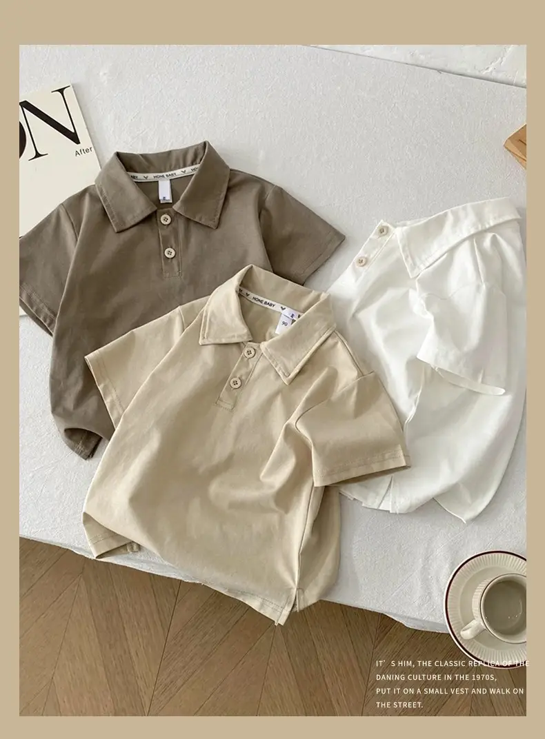 Boys Solid Color Collared T-Shirt 2026 Summer — feature 10