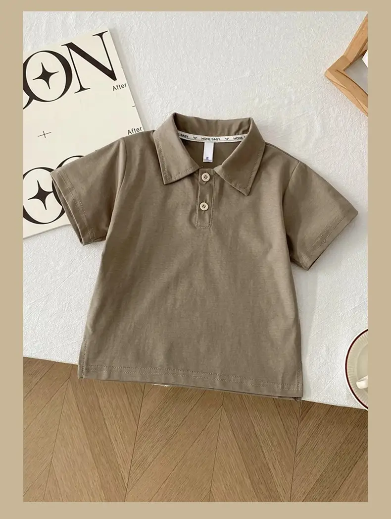 Boys Solid Color Collared T-Shirt 2026 Summer — feature 15