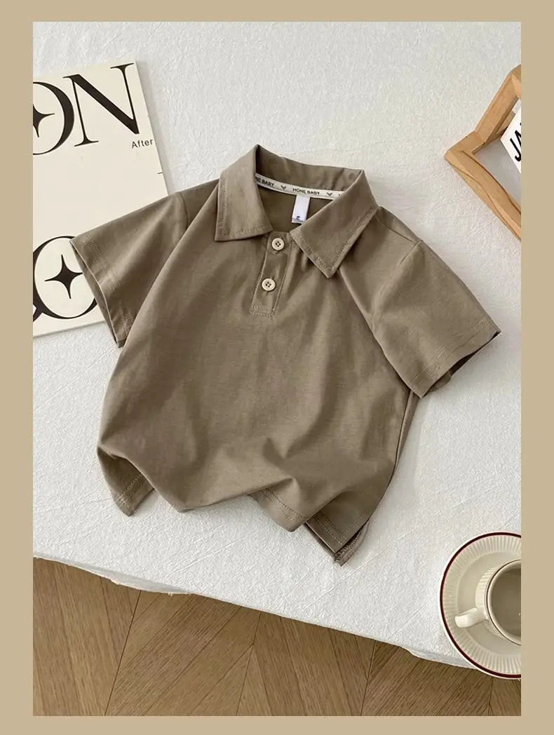 Boys Solid Color Collared T-Shirt 2026 Summer — feature 16