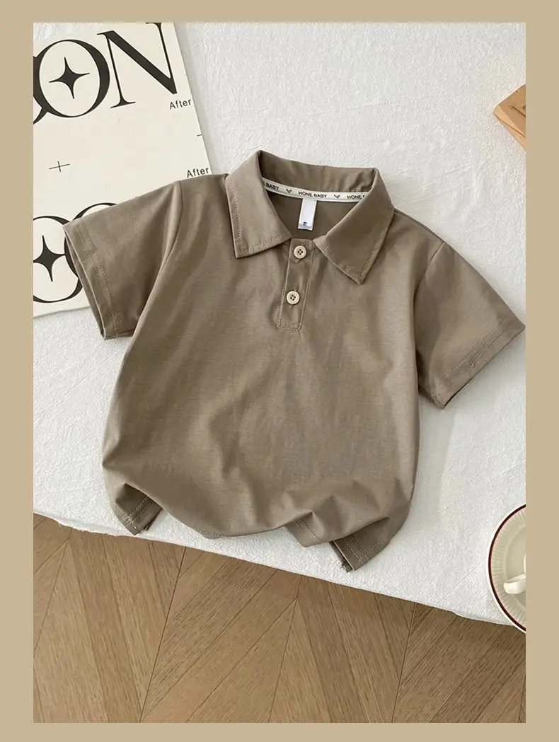 Boys Solid Color Collared T-Shirt 2026 Summer — feature 17