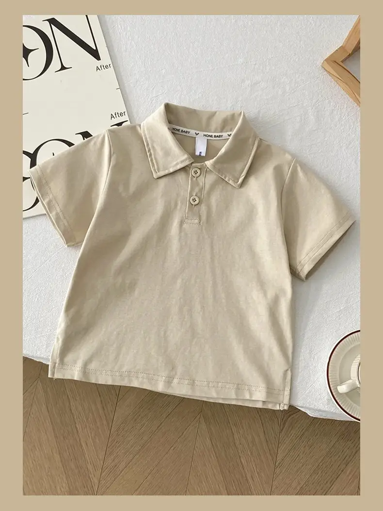 Boys Solid Color Collared T-Shirt 2026 Summer — feature 18