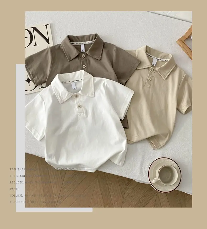 Boys Solid Color Collared T-Shirt 2026 Summer — feature 9