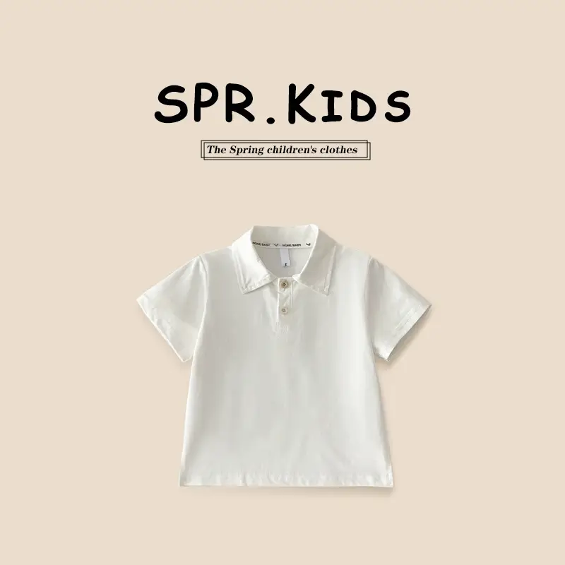 Boys Solid Color Collared T-Shirt 2026 Summer - Image 2